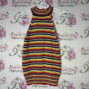 John + Jenn knit crochet rainbow top mock neck turtleneck tank multi color
